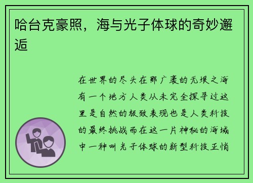 哈台克豪照，海与光子体球的奇妙邂逅